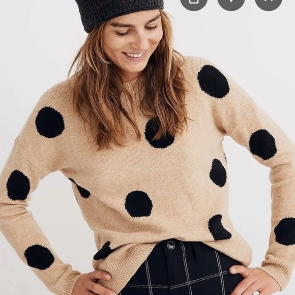 Madewell Sweaters - Madewell Polka Dot Sweater - Tan and Black